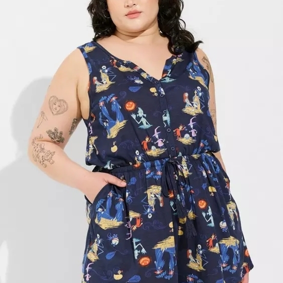 torrid Pants - NWT Torrid Nightmare Before Christmas Button Front Sleeveless Romper- Size 3x
